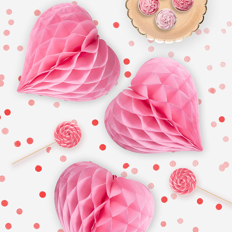 Honeycomb heart pastel pink paper