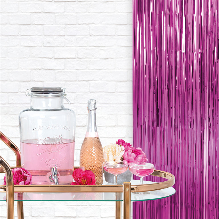 Metalized decorative curtain 0.90 x 2.40 m pink