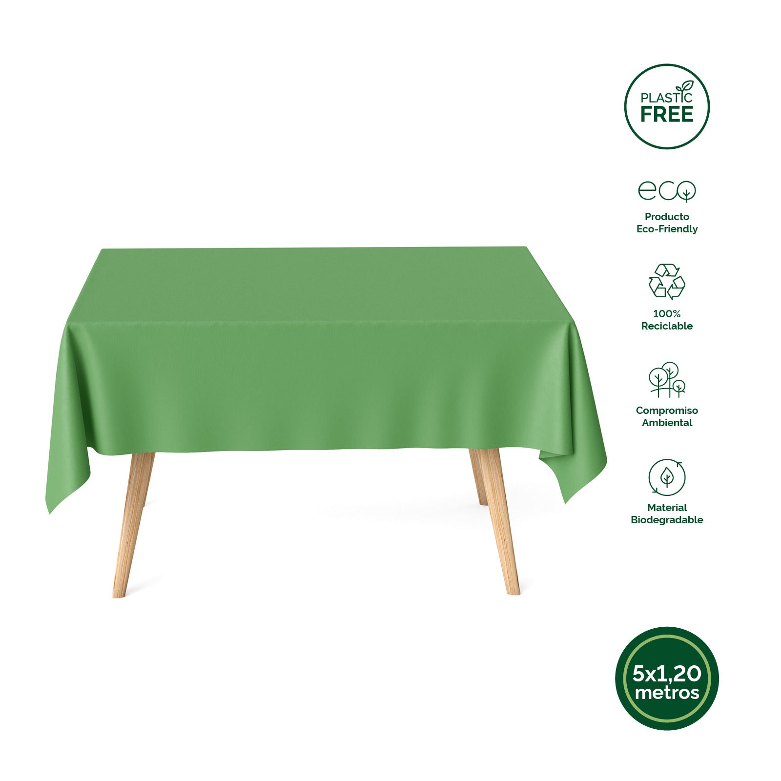 Talha de mesa ecológica 1,20 x 5 m verde