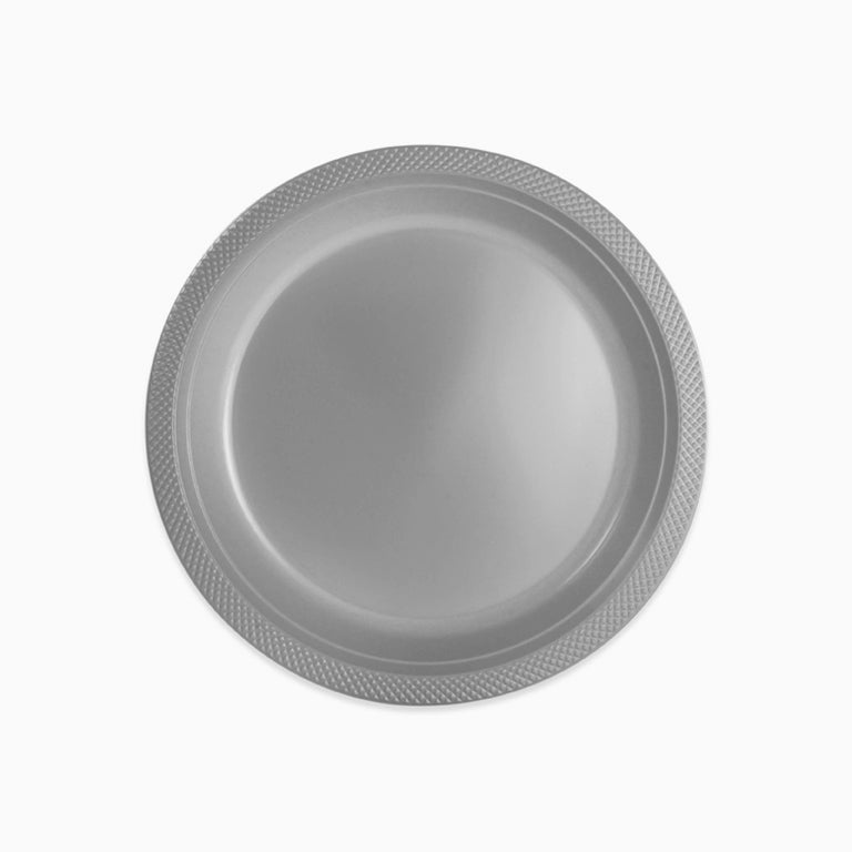 Prato de plástico plástico redondo Ø 22 cm de prata