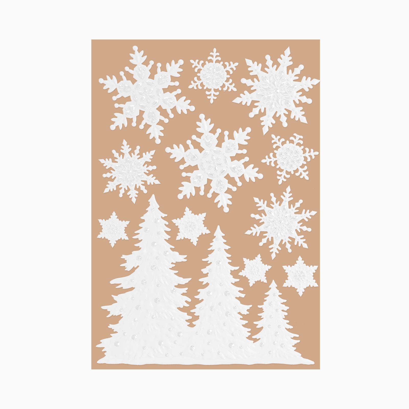 Large stickers Christmas relief tree and flakes