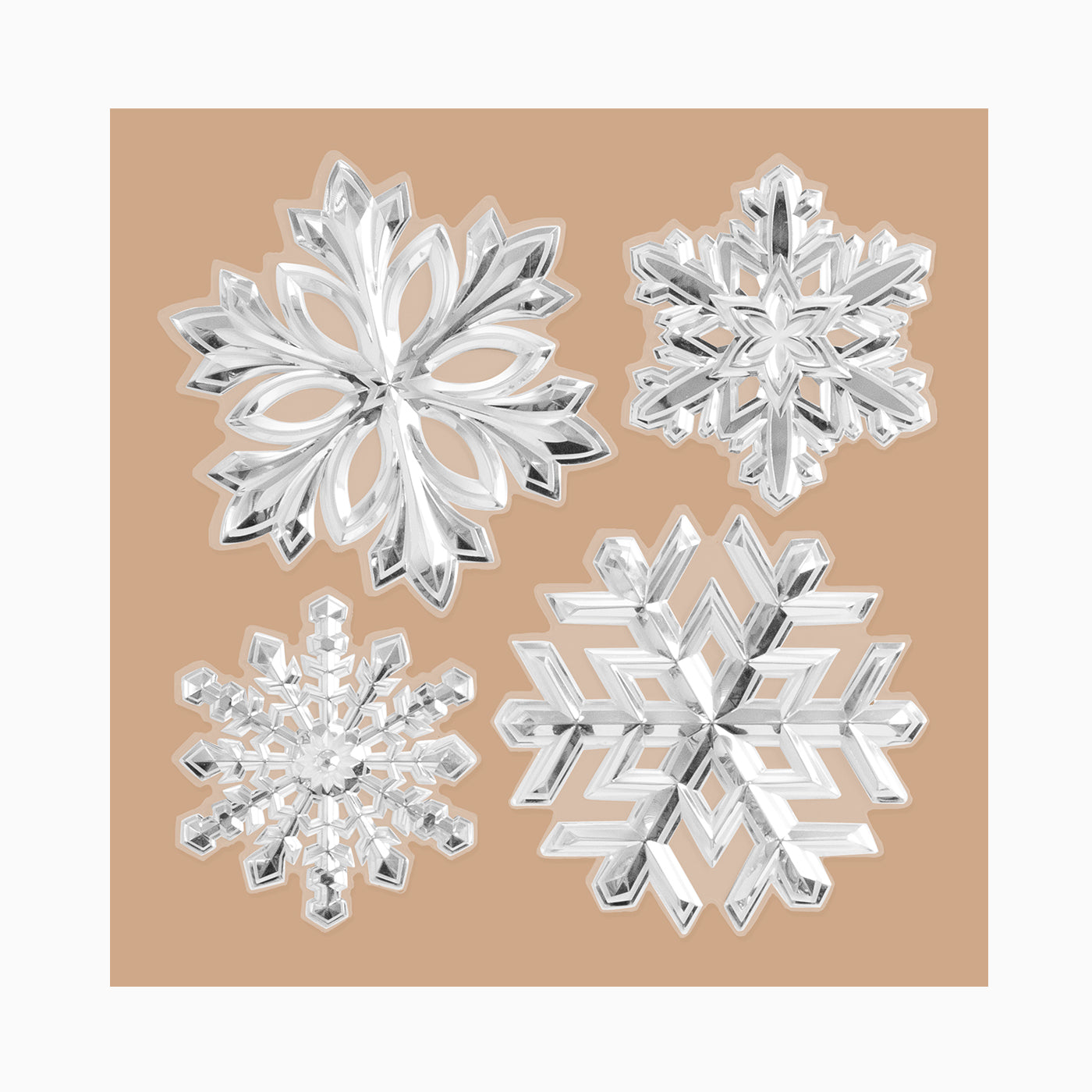 Silver snow flakes features stickers