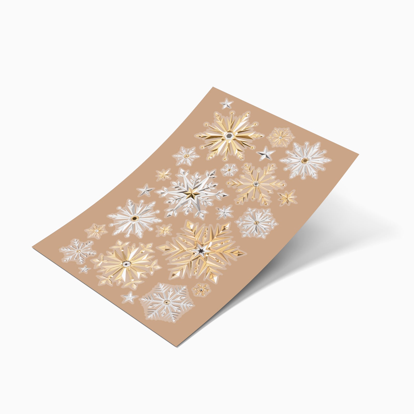 Gold and silver snowflake flakes featins