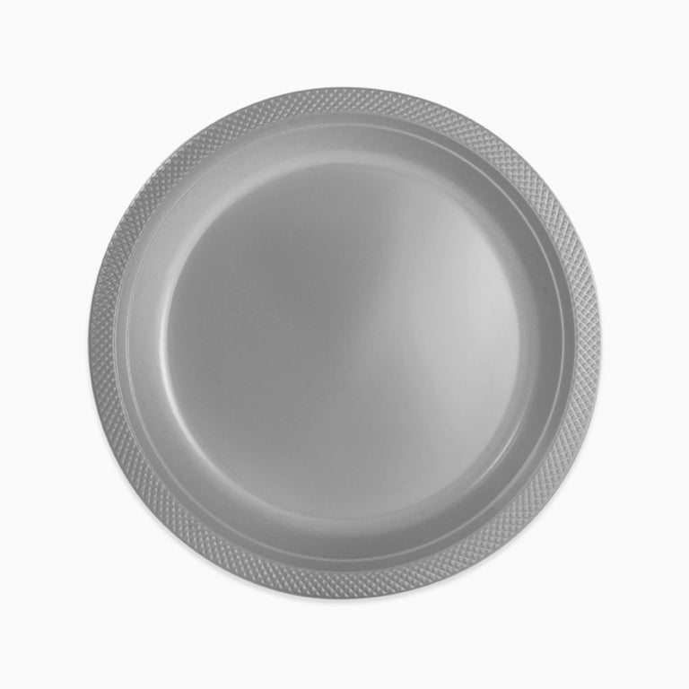 Piatto di plastica rotondo in plastica Ø 26 cm in argento