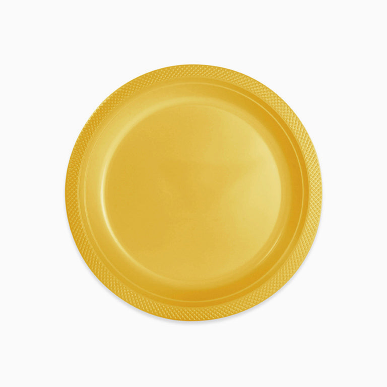 Piatto di plastica rotondo in plastica Ø 26 cm oro
