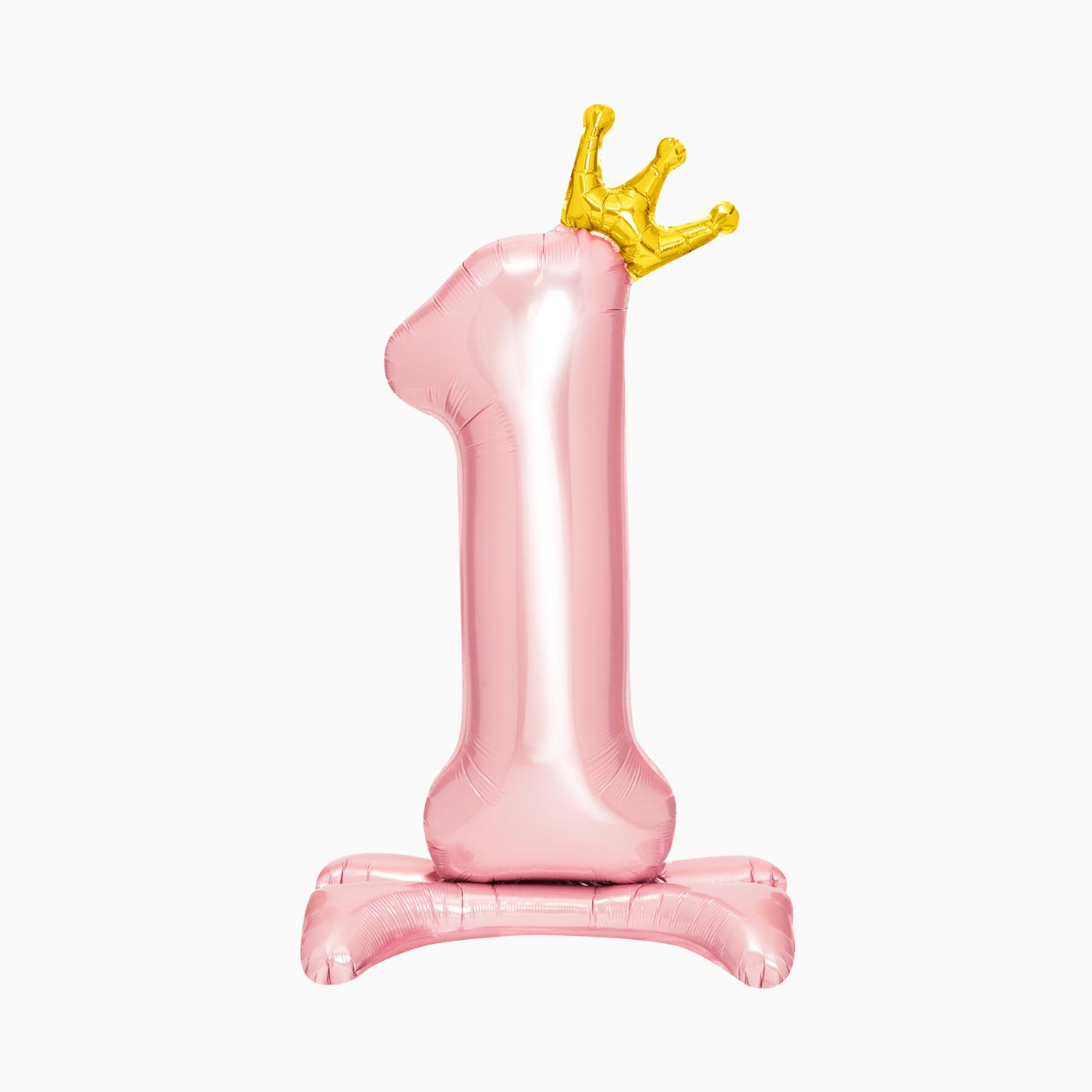 Balão do pé de papel alumínio Número 1 da coroa rosa pastel