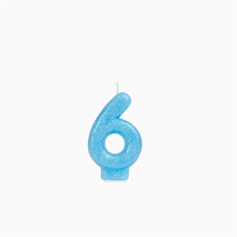 Número pequeno número de glitter 8,5 cm bolo azul