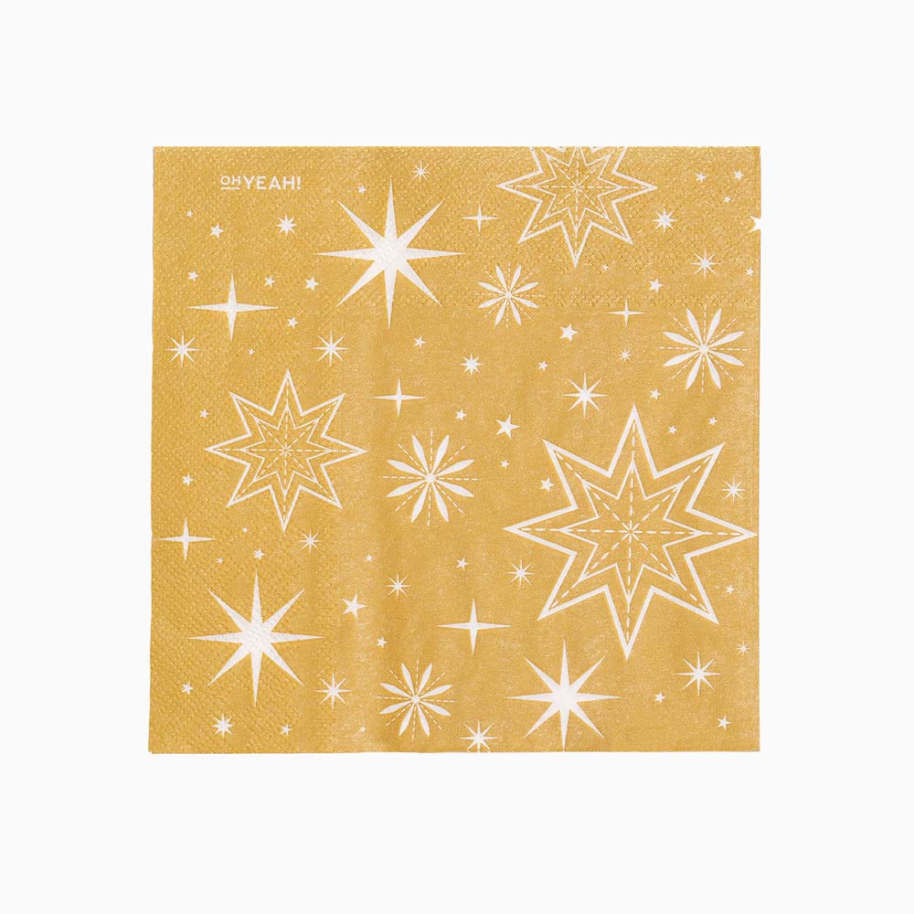 Quadrados de papel 33x33 cm de natal metalized ouro estrelas