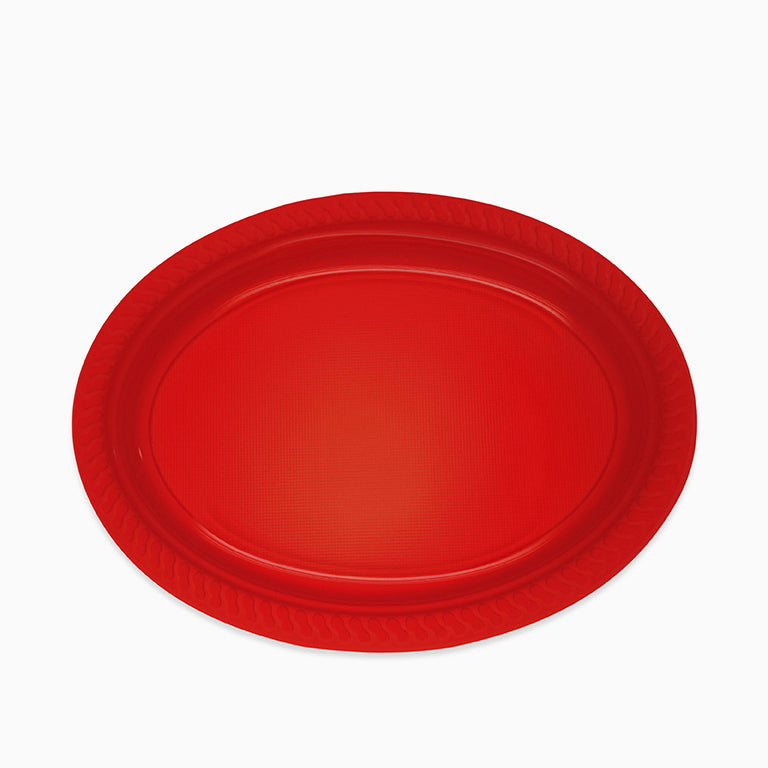 Plato Plástico Llano Ovalado 30 x 23 cm Rojo