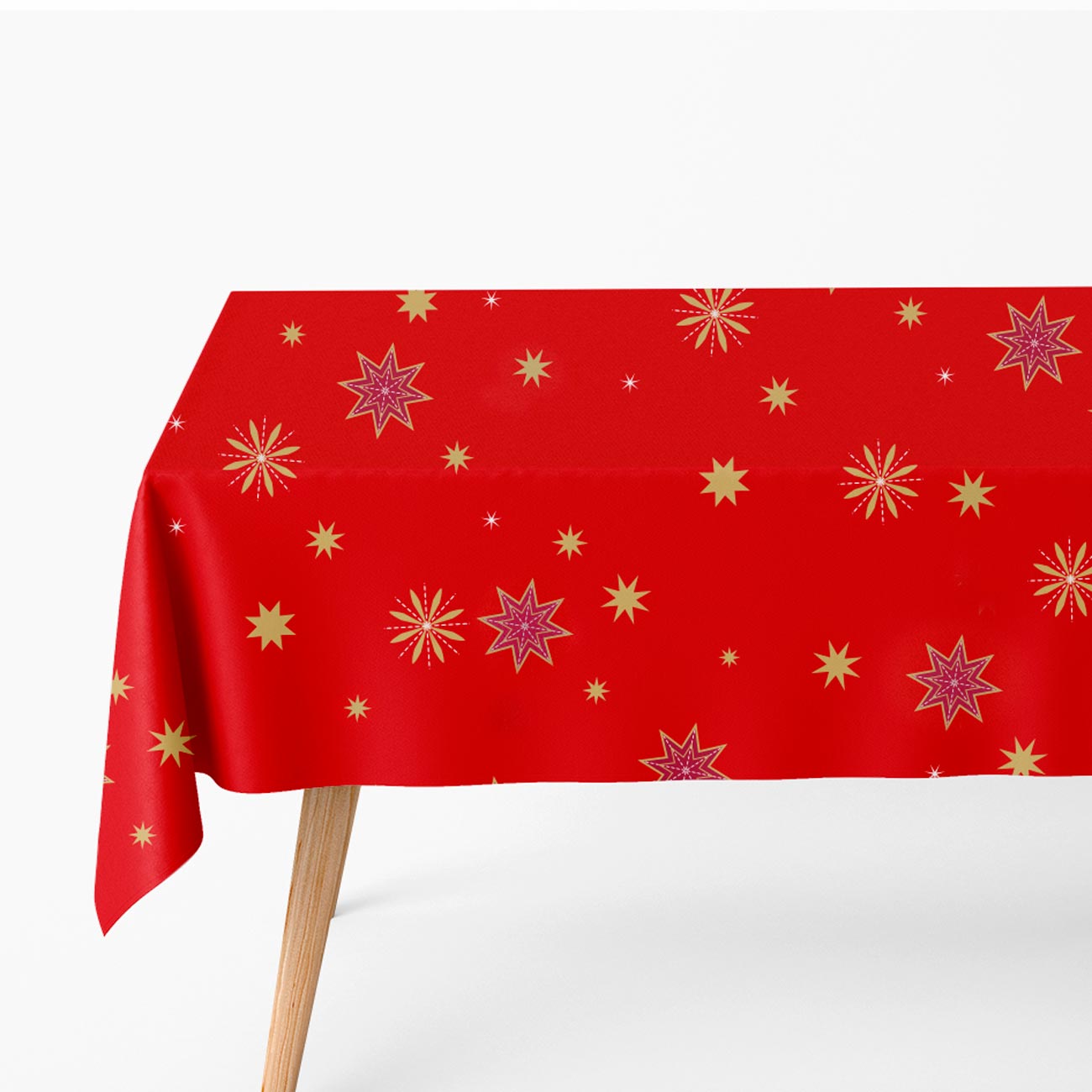 Mantel Plegado Impermeable Navidad Estrellas 1,20 x 1,80 m Rojo