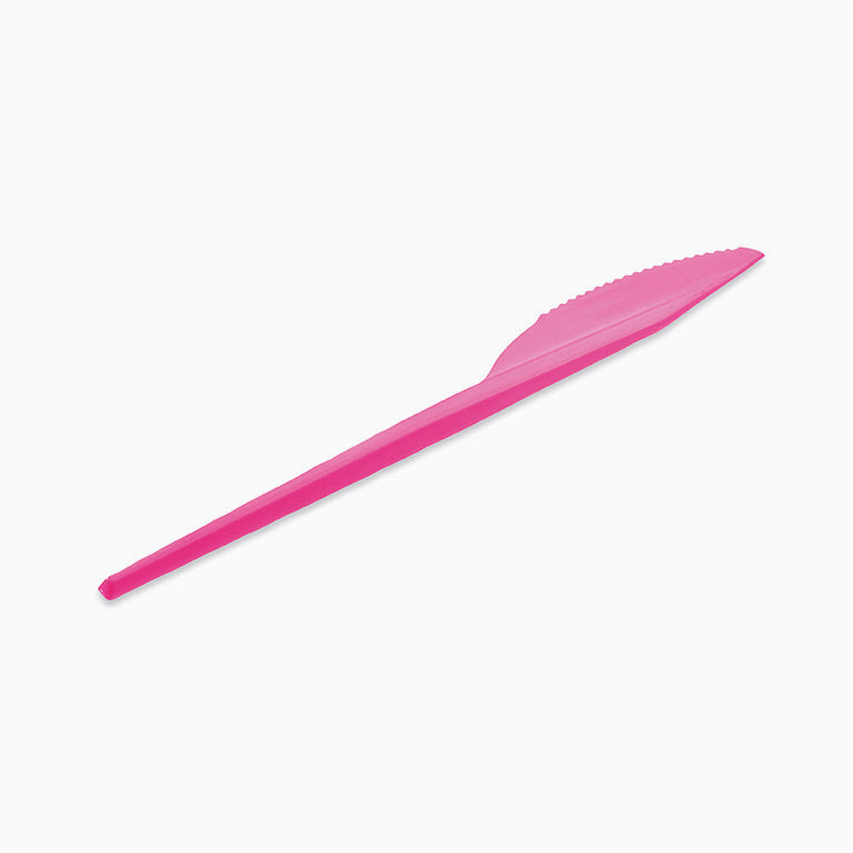 Coltello di plastica riutilizzabile 16,5 cm di rosa