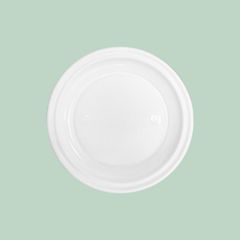 Round plastic plate Ø 25 cm white