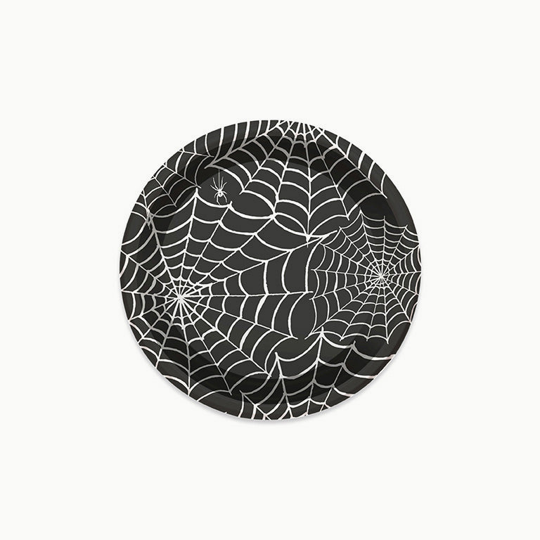 Plastic dish Round plain dessert halloween Ø 18 cm cobwebs