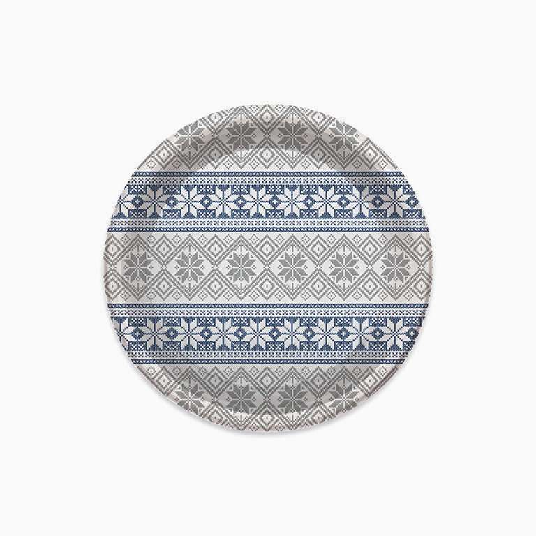 Round plastic plate Christmas Ø 23 cm blue
