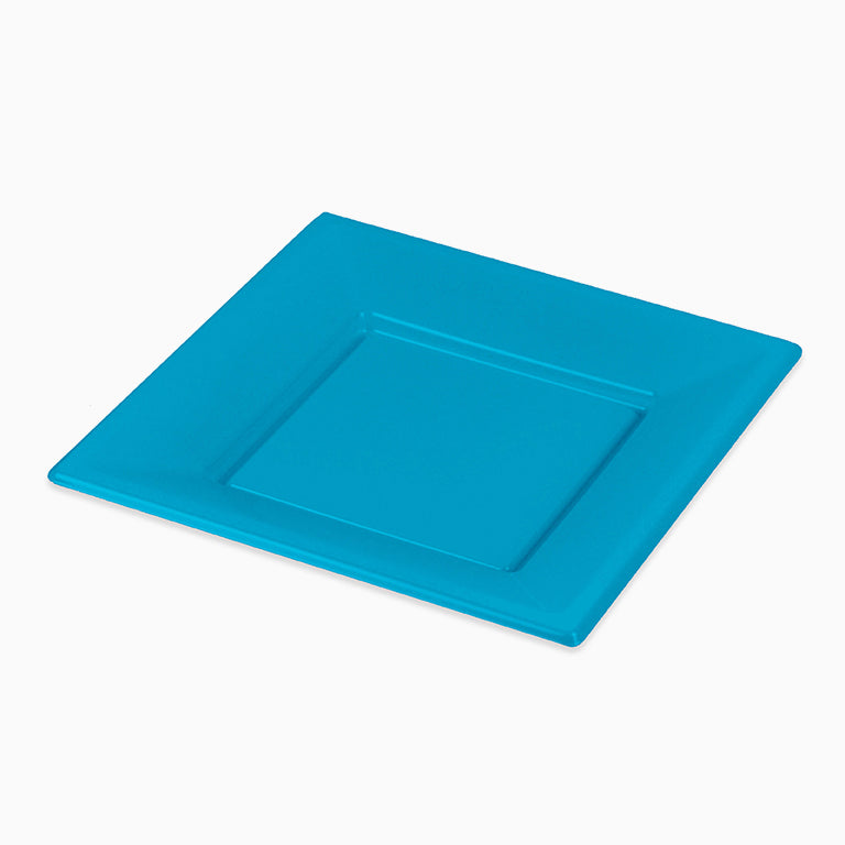 Blue square plain dish