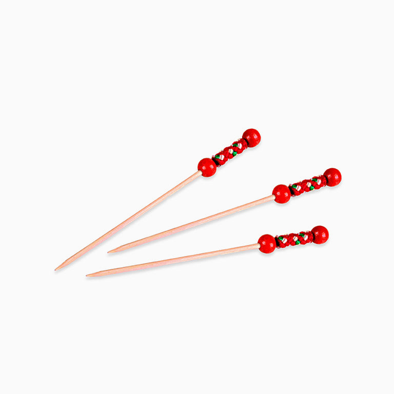 Red braided decorative bamboo skewer