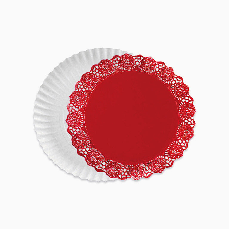 Bandeja loira redonda Ø 35 cm de vermelho