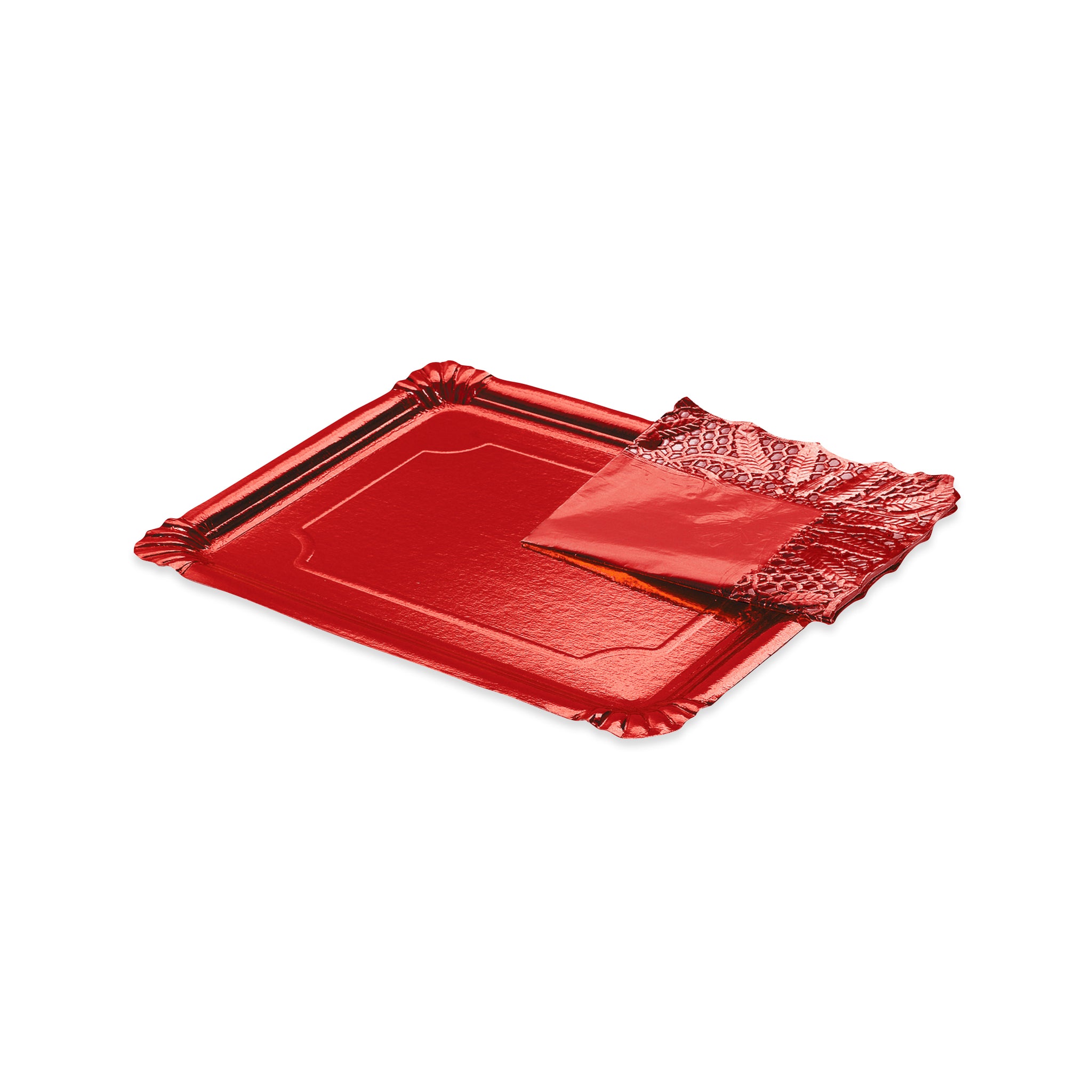 Rectangular blond tray 22 x 28 cm red