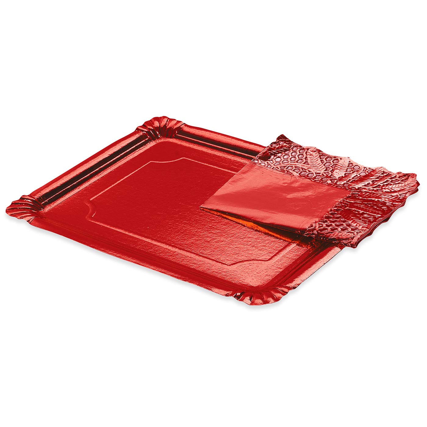 Rectangular block tray 40 x 50 cm red