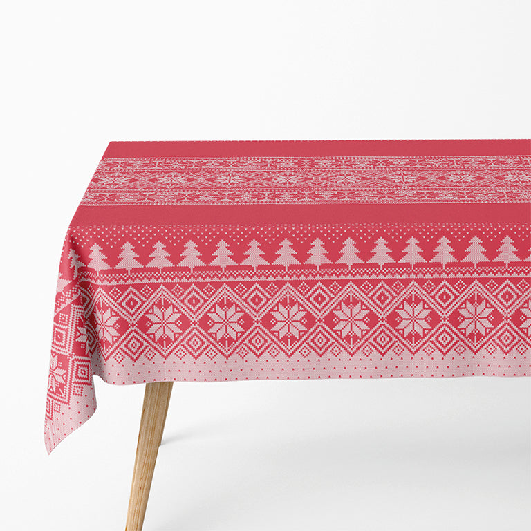 Christmas tablecloth decorated 1.20 x 4 m red