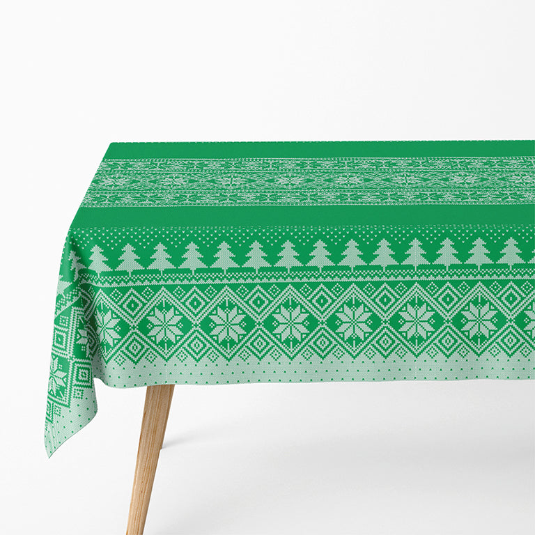 Roll Christmas tablecloth decorated 1.20 x 4 m green