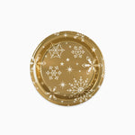 Dessert di piatto di plastica rotondo Natale Ø 18 cm Snowflake in oro