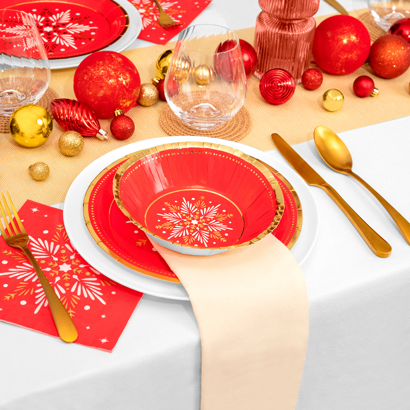 Cardboard llano pour le dessert de Noël Ø 18 cm Red Snowflake