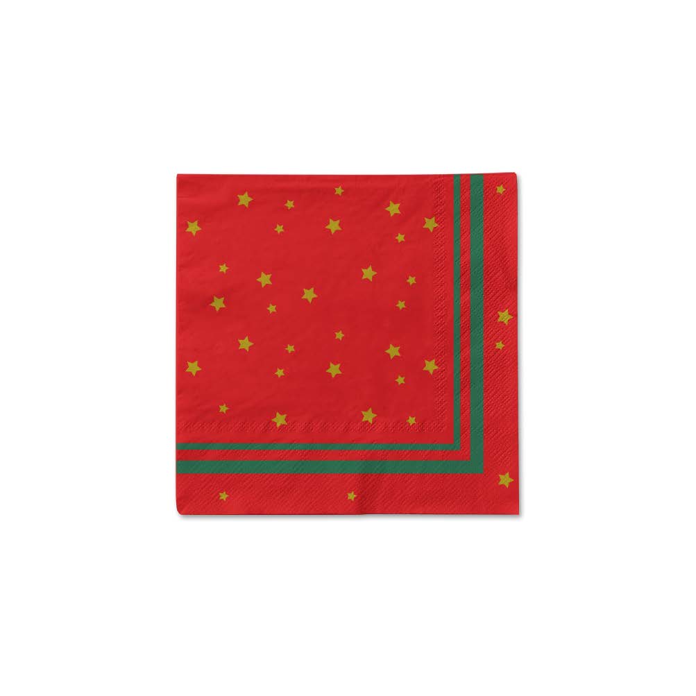 Servilletas Papel Estrellas Navidad Rojo