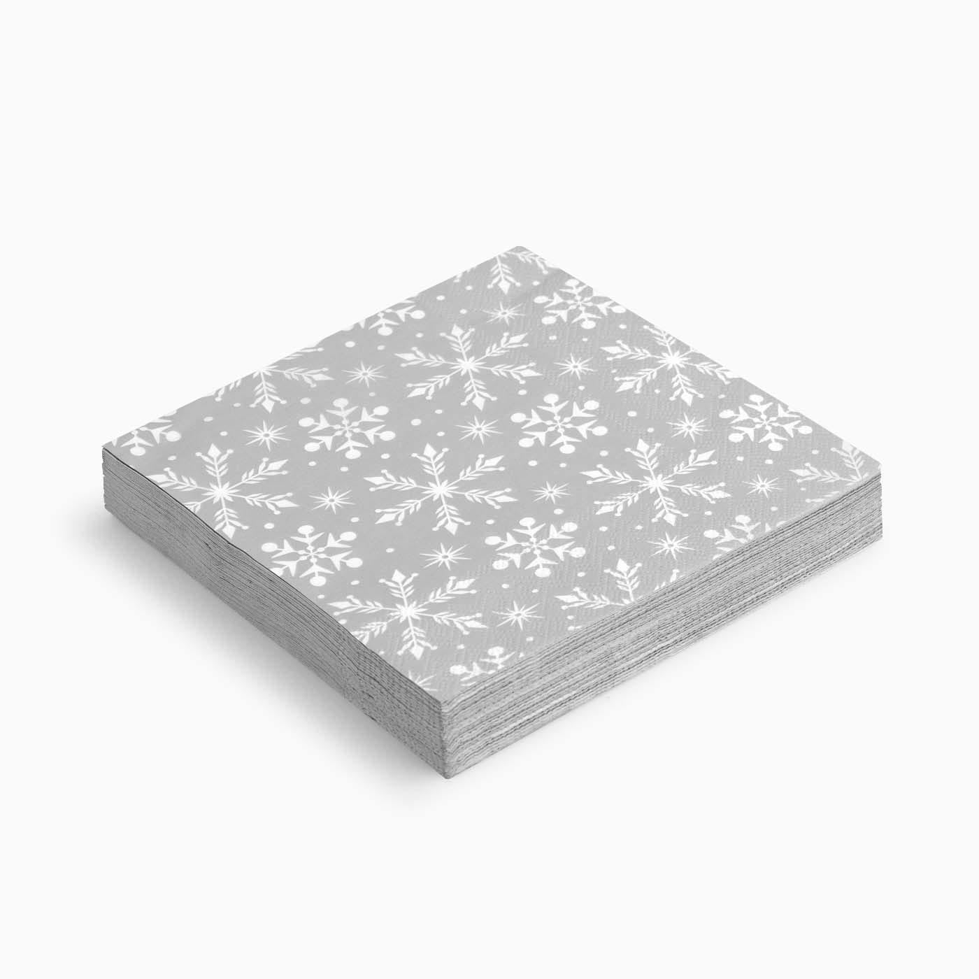 Silver snowfall Christmas paper napkins