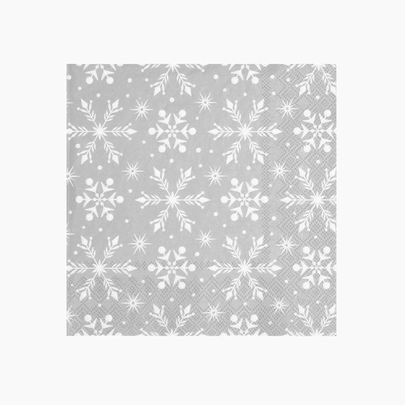 Silver snowfall Christmas paper napkins