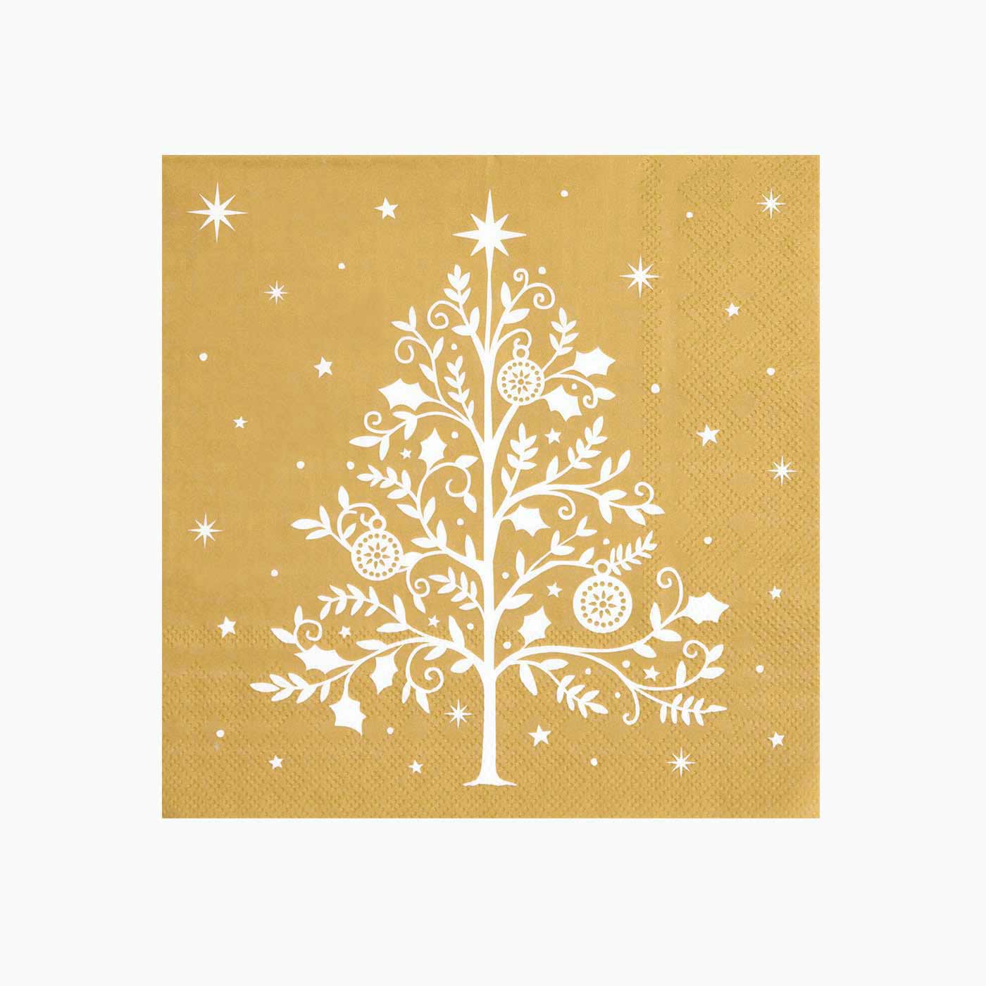 Napkins Christmas Gold Tree