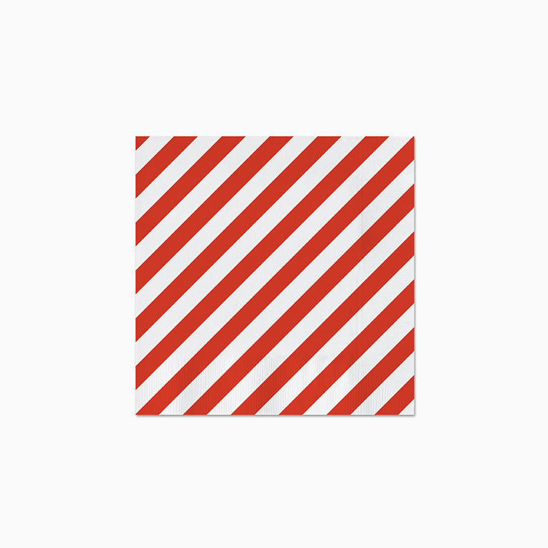 Serviettes en papier nordique rayures blanches et rouges