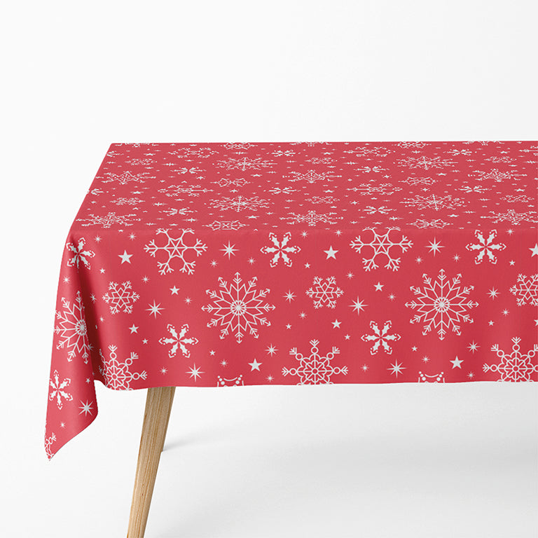 Rollo Mantel Navidad Copos de Nieve 1,20 x 5 m Rojo