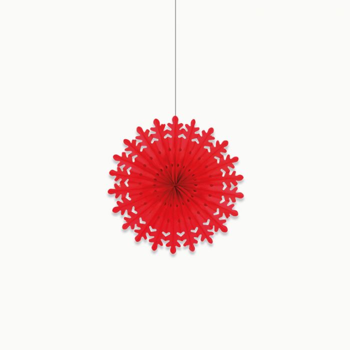 Red mini snowflake paper fan