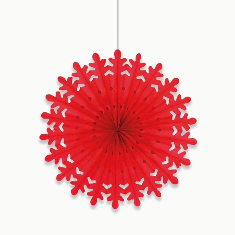 Red Snowflakes Big Paper Fan