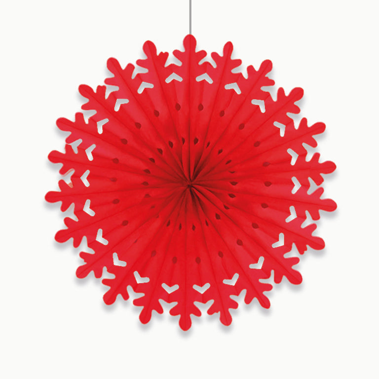 Red Snowflakes Extra Big paper fan