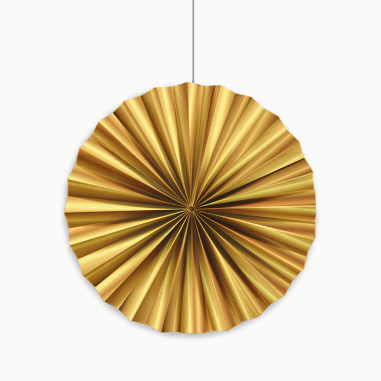 Medium paper fan Ø 35 cm metallic gold