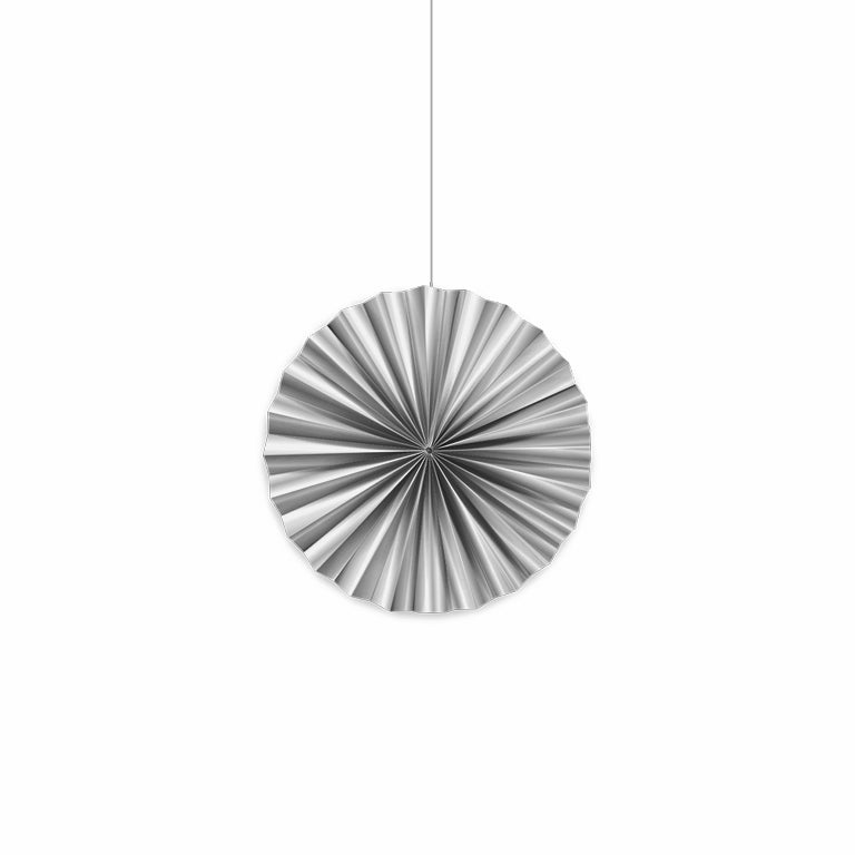 Silver metalized paper fan