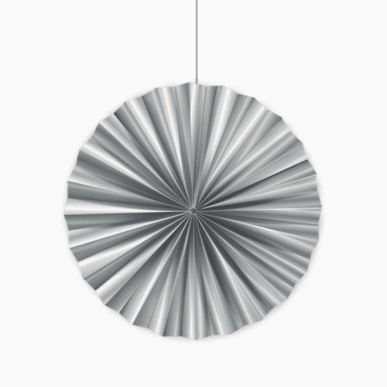 Medium paper fan Ø 35 cm silver metallic