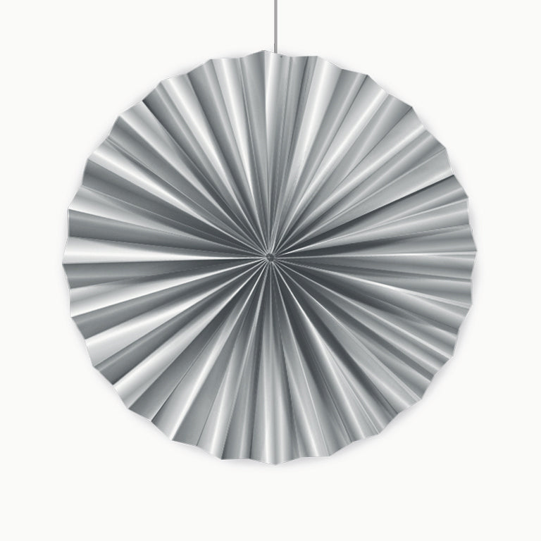 Silver metallic paper fan