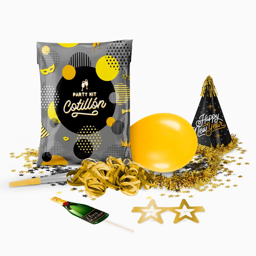 Big Dot of Happiness Nochevieja – Oro – Bolsas transparentes para regalos  de Año Nuevo – Bolsas de regalo con etiquetas – Juego de 12