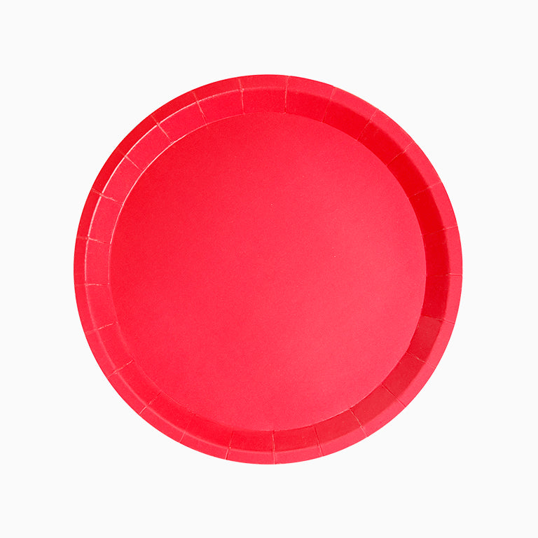 Round flat cardboard plate Ø 20.5 cm red