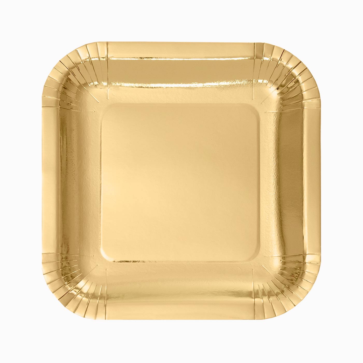 Metallized square cardboard plate 23 x 23 cm gold