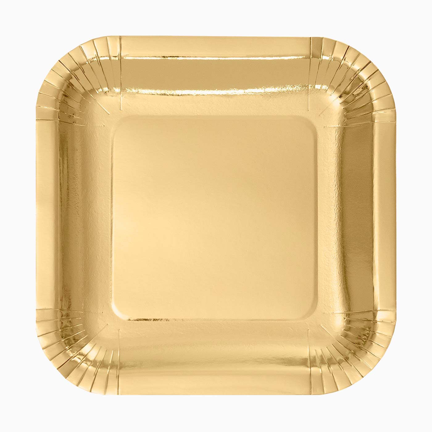 Metallized square cardboard plate 26 x 26 cm gold