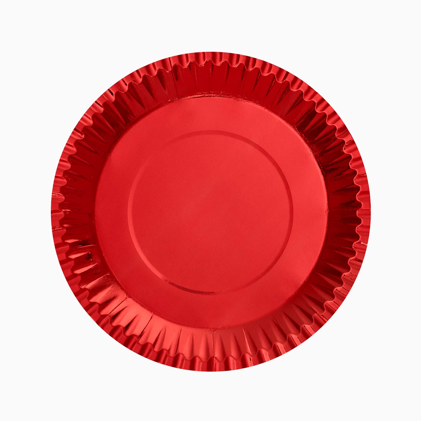 Cartone piatto metallizzato Ø 28 cm rosso