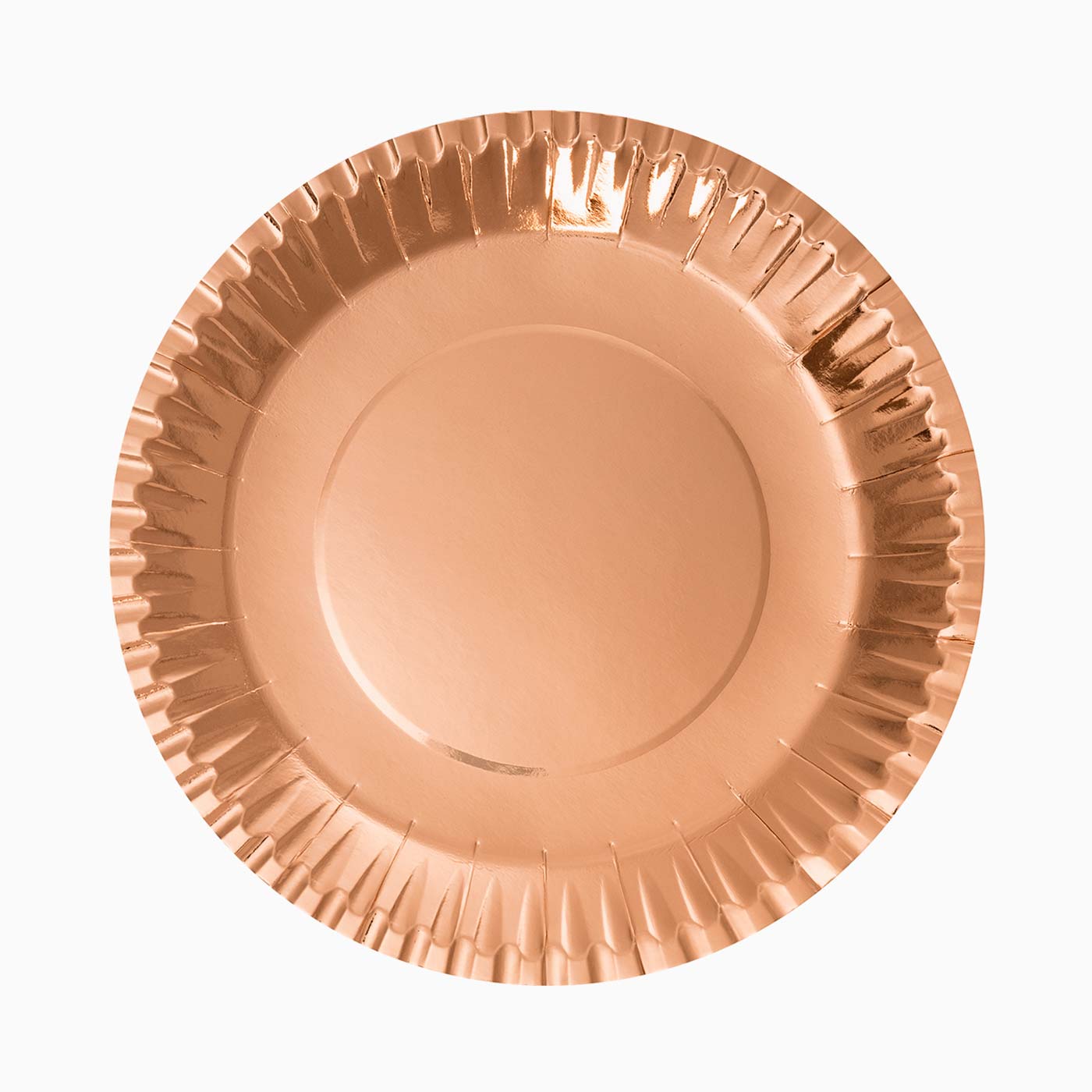 Placa redonda de caixa redonda metalizada Ø 28 cm de ouro rosa