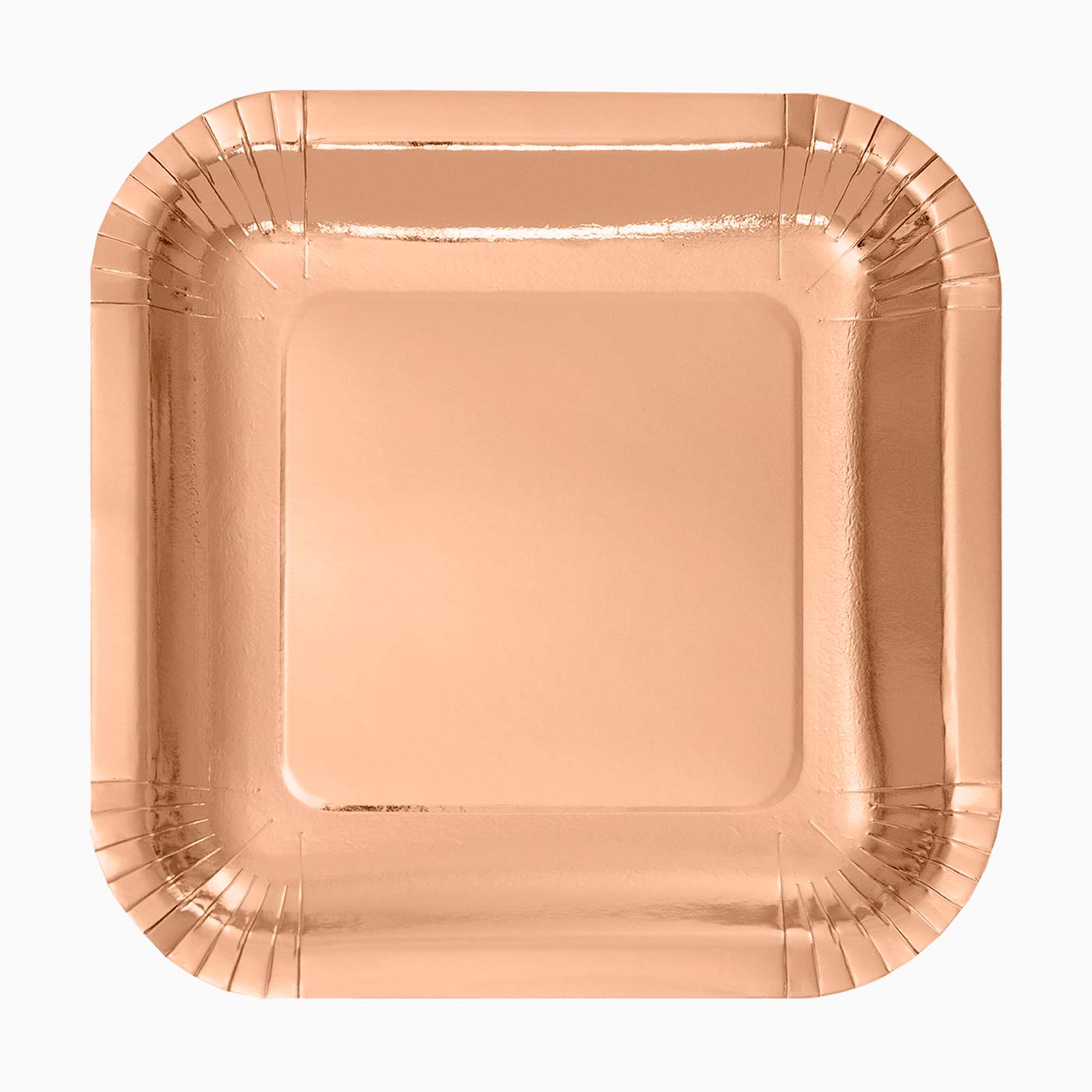 Metallic square cardboard plate 26 x 26 cm pink gold