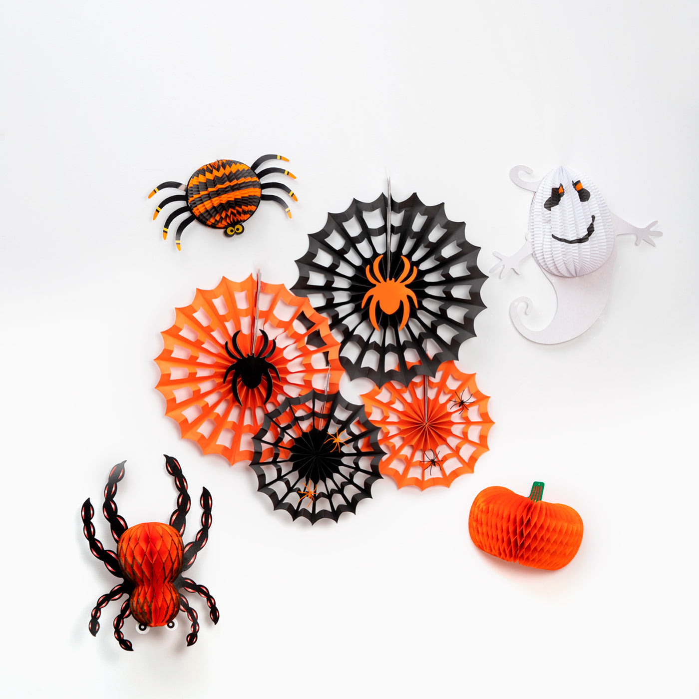 Ventilateur de papier Spider Orange Halloween
