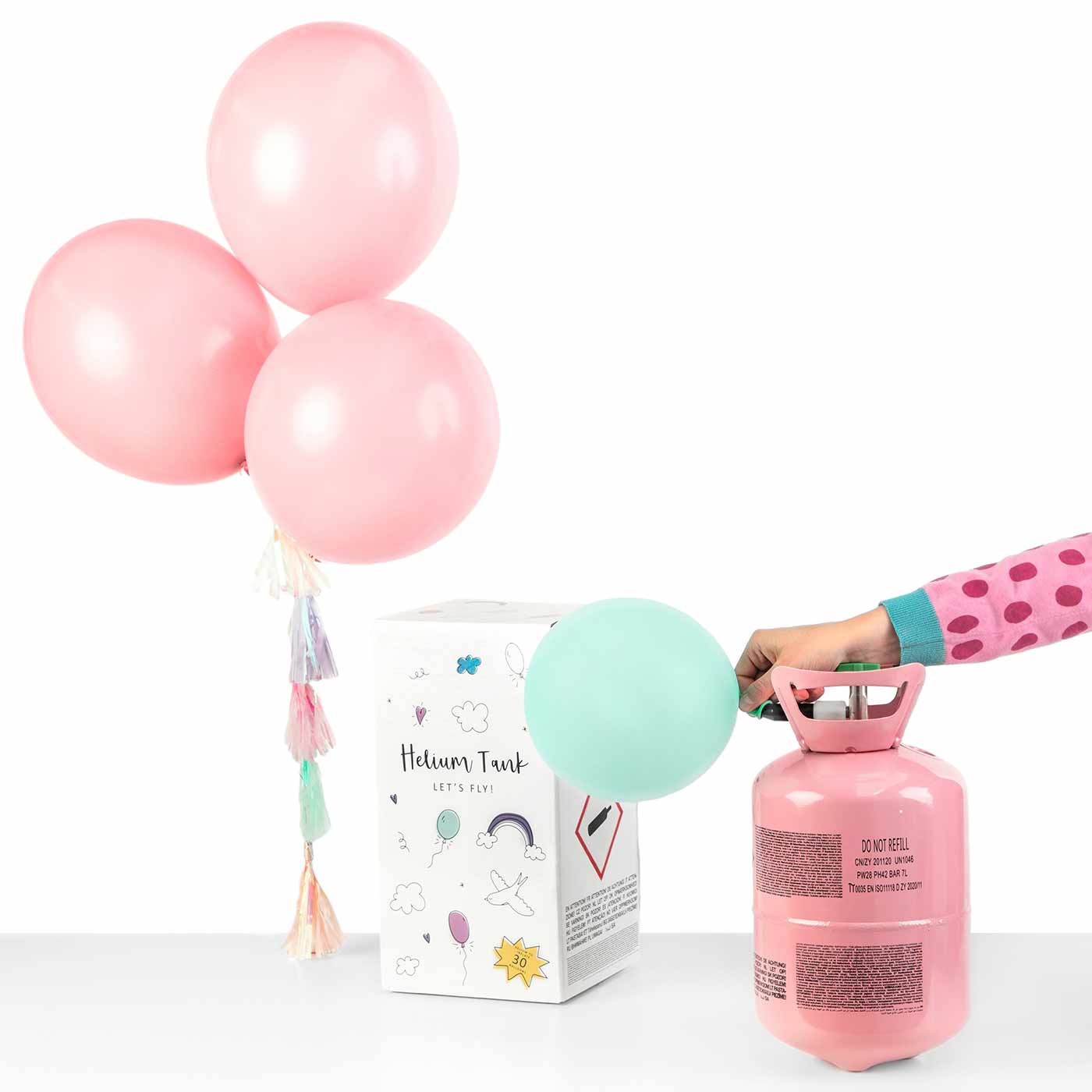 Kleine Heliumflasche 0,20 m3 Pink