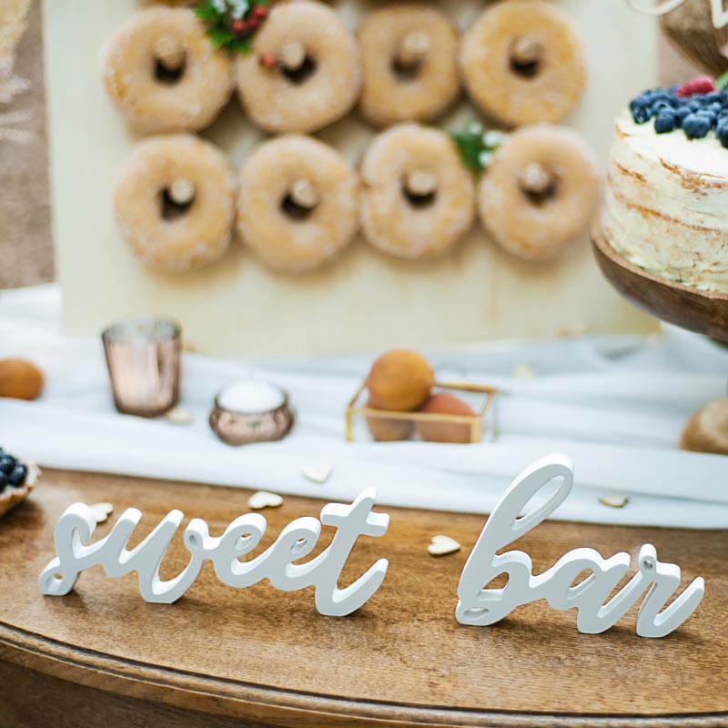 Calligrafia do casamento, sinal 'Sweet Bar'